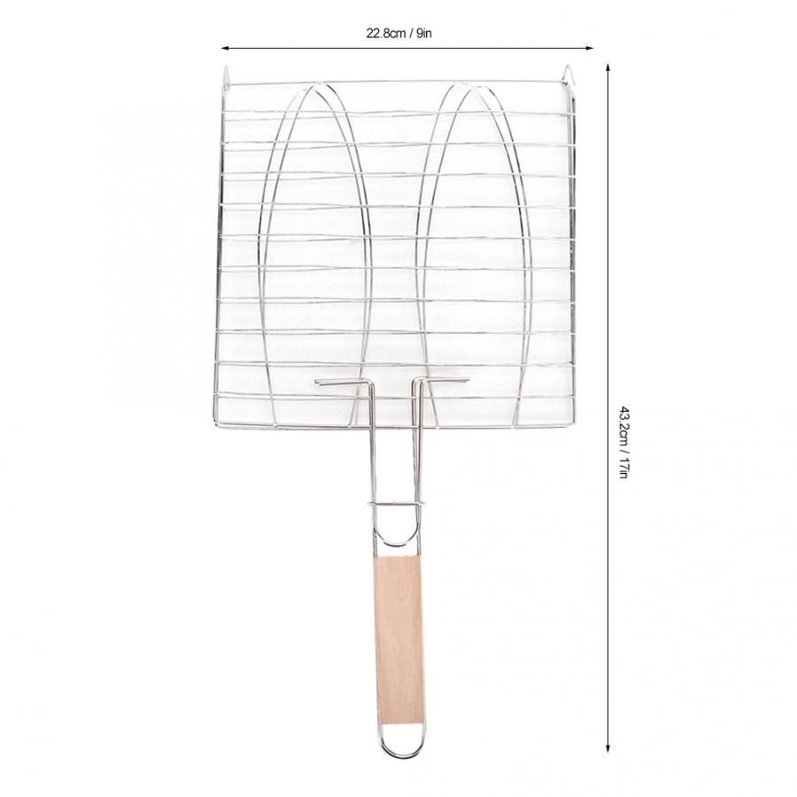Motor bbq rostfritt stål non-stick handtag bbq nät grill mesh fisk kött grill korg för bbq ugn kök apparat delar