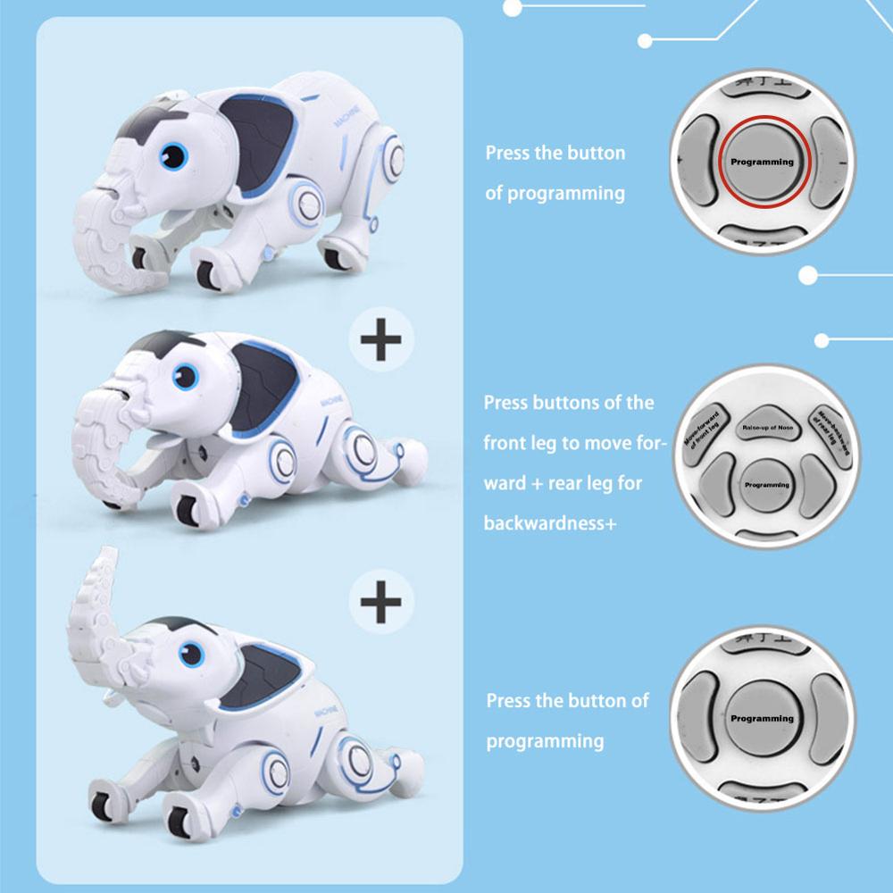 Nyeste rc kæledyr smart robot programmering smart elefant robot legetøj kan synge dans rc dyr legetøj til barn