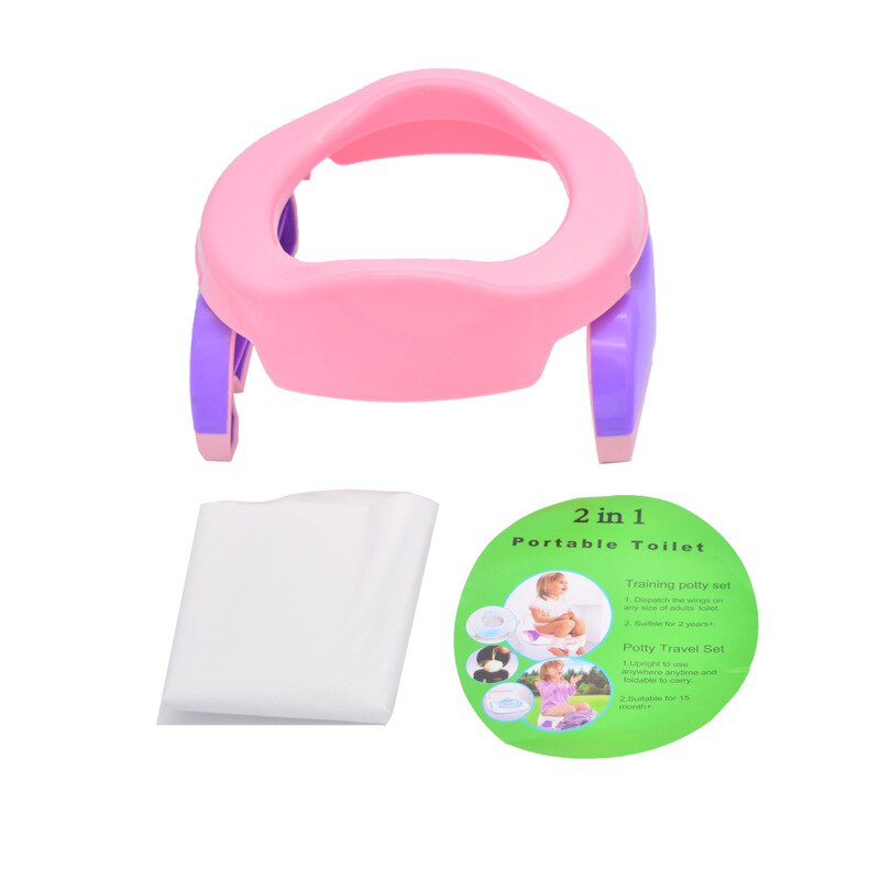 Portable Baby Outdoor Travel Pots Boy Girl Foldaway Toilet Basin Potty Car Travel Baby Folding Potty Kids Training Toilet Seat: Pink
