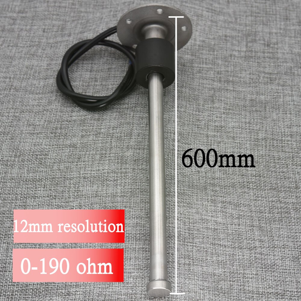 12mm Resolution High Precision 600mm 500mm 300mm 200mm 150mm Water Level Sensor Fuel Sender Unit For fuel gauge water tank: 600mm 0-190ohm