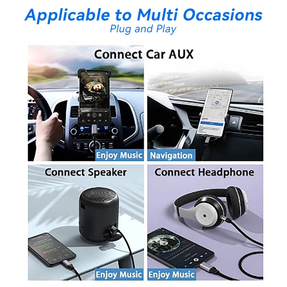 Do iPhone 15 Adapter audio Aux do iOS do 3,5 mm Jack Kabel Złącze Rozgałęźnik Do Apple 14 13 12 11 Pro max plus Głośnik samochodowy