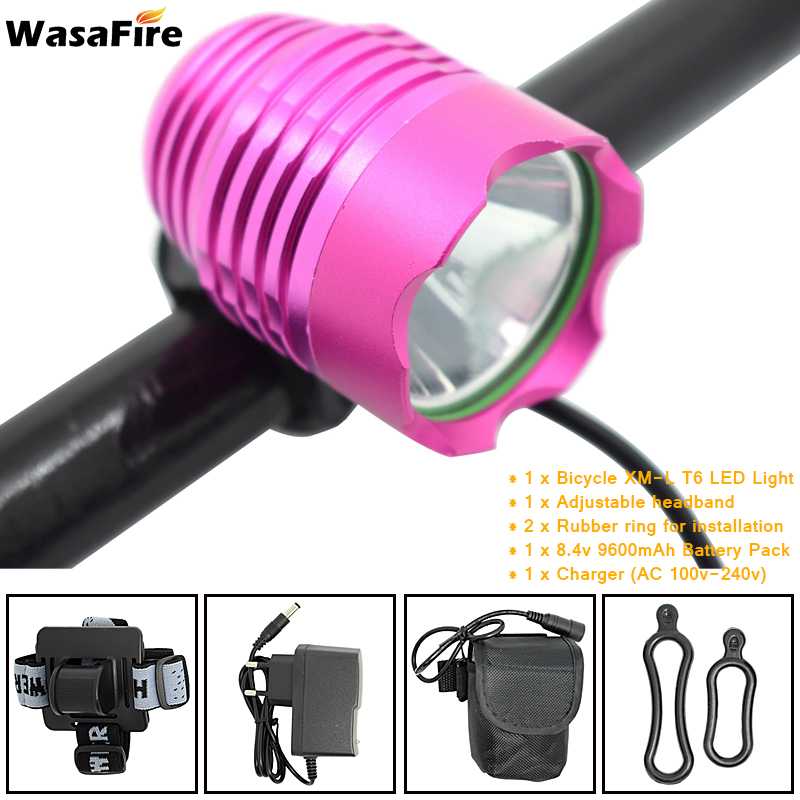 WasaFire Bicycle Light XML T6 Bike Light Night Safety Warning Headlight Cycling LED Flashlight Lanterna + 18650 Battery +Charger: Type E2 as picture