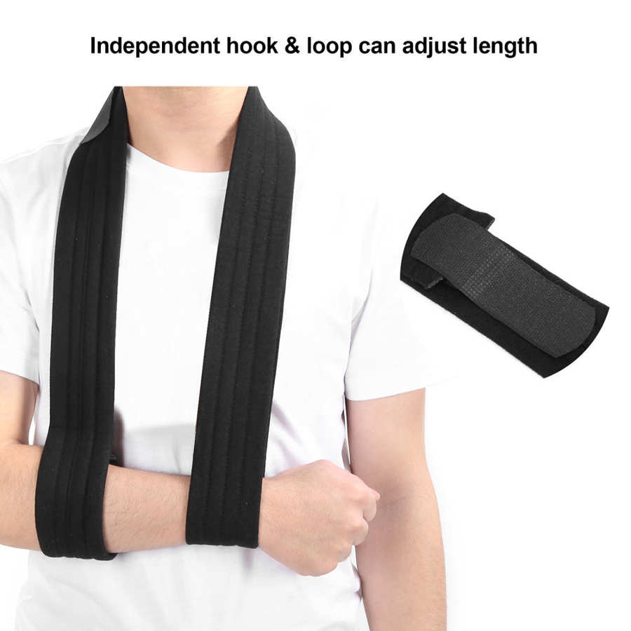 Sort arm slynge brækket brækket armrem skulder dislokation bøjle justerbar startspærre håndled albue underarm støtte bælte