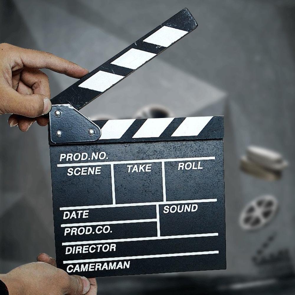 Træ 20 x 20 x 1.5cm instruktør video scene clapperboard tv film clapper board film skiferskåret rekvisit høj ydeevne