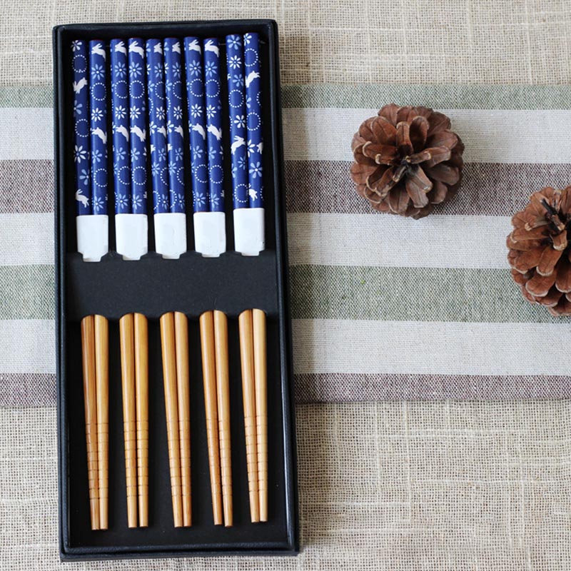 Återanvändbara kinesiska klassiska träpinnar traditionella vintage handgjorda naturliga bambu ätpinnar sushi köksredskap