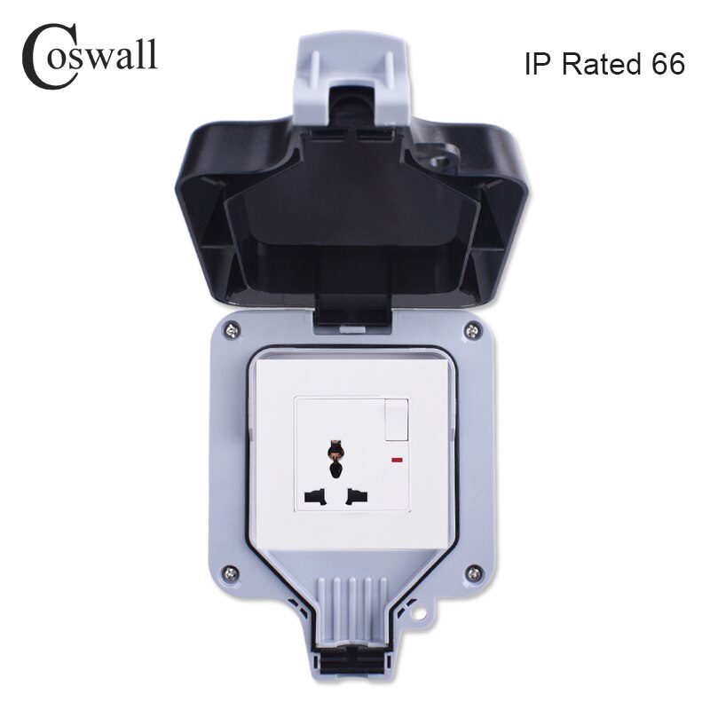 Coswall IP66 Weerbestendig Waterdicht Anti-Uv Outdoor Doos Stopcontact 13A Universele/Uk Geschakeld Stopcontact Met Usb-poort Opladen