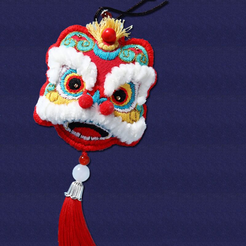 Chinese Lucky Fortune Lion DIY Embroidery Hoop Kit Handmade Sachet Material Bag