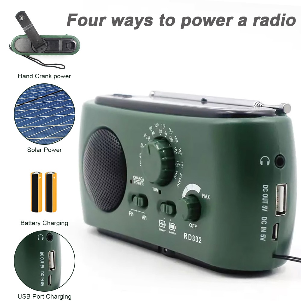 Zonne-energie Fm Radio Hand Crank Generator Fm/Am Emergency Radio 3 Led Light Emergency Charger Alarm Draagbare fm Radio