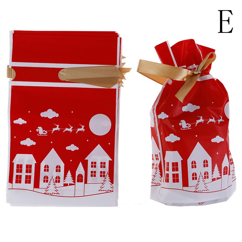 10 stk juleposer præsenterer juleposer meget julemanden taske slikpose juledekorationer år: E