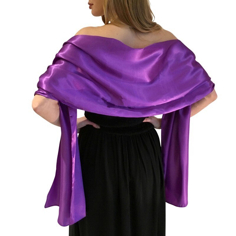 Sample Satijnen Bruids Wraps Vrouwen Sjaal 200*45 Cm Avondfeest Sjaal Bolero: Paars
