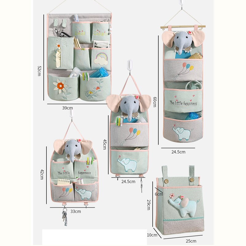 Sacos de armazenamento de tecido dos desenhos animados saco de suspensão de parede para casa organizador de suspensão multi-camada caso de classificação artigos diversos classificado cabide