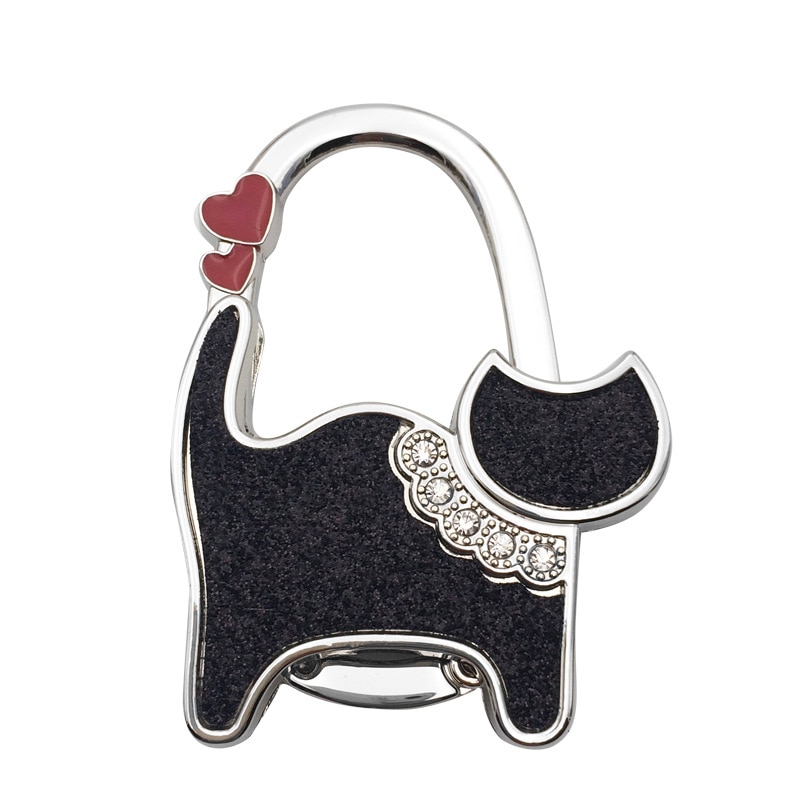 Leuke Kat Rhinestone Opvouwbare Purse Bag Tote Hanger Handtas Tafel Haak Houder