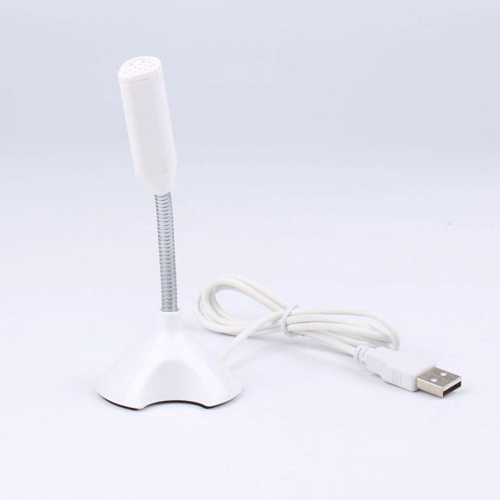 Mini USB Microphone Universal Desktop Speech Microphone Stand Mic With Holder for Desktop PC: White