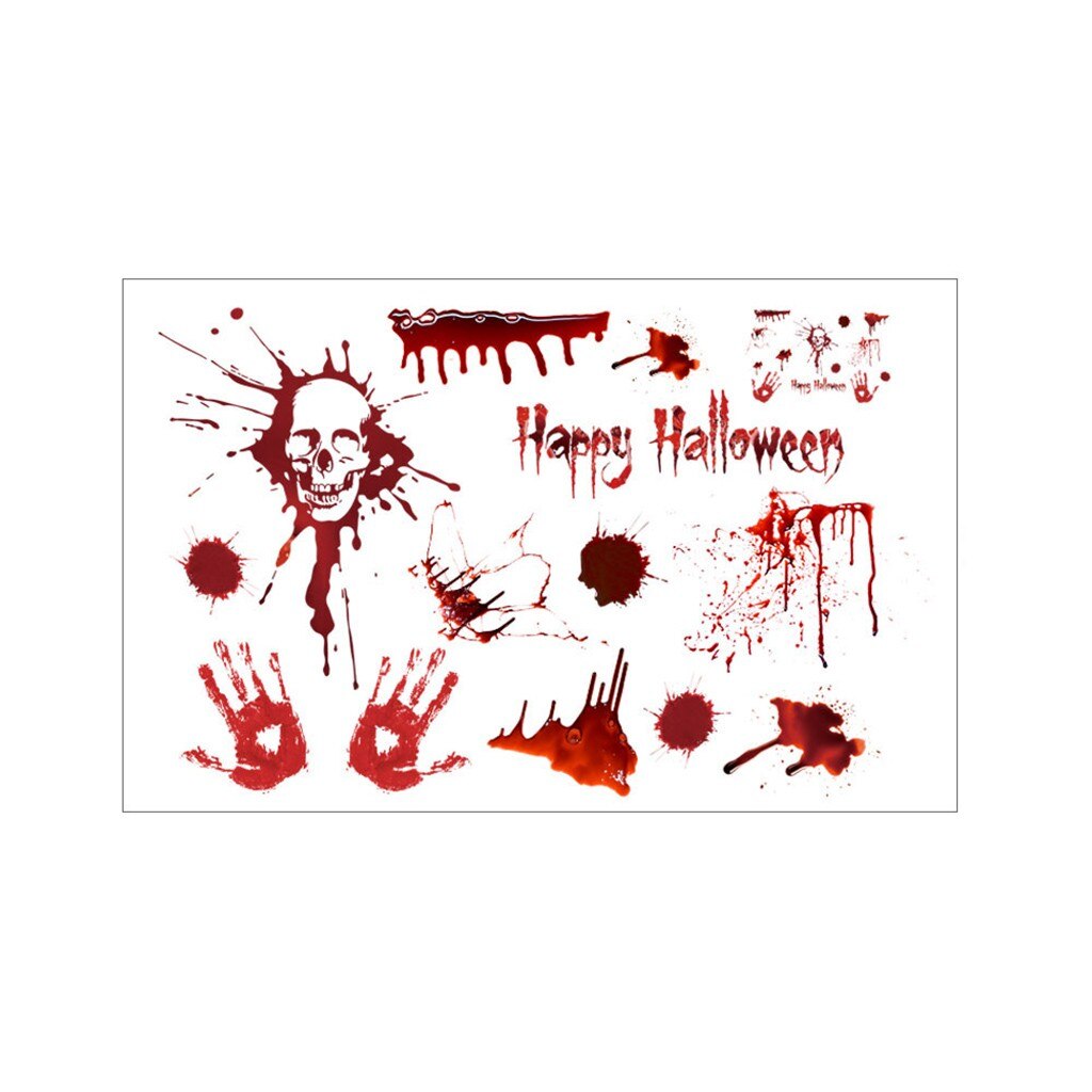 Horrible Halloween Bloody Handprint Stickers Wall Window Door Floor Decal Stickers Halloween Party Decor Haunted House Prop#p: C