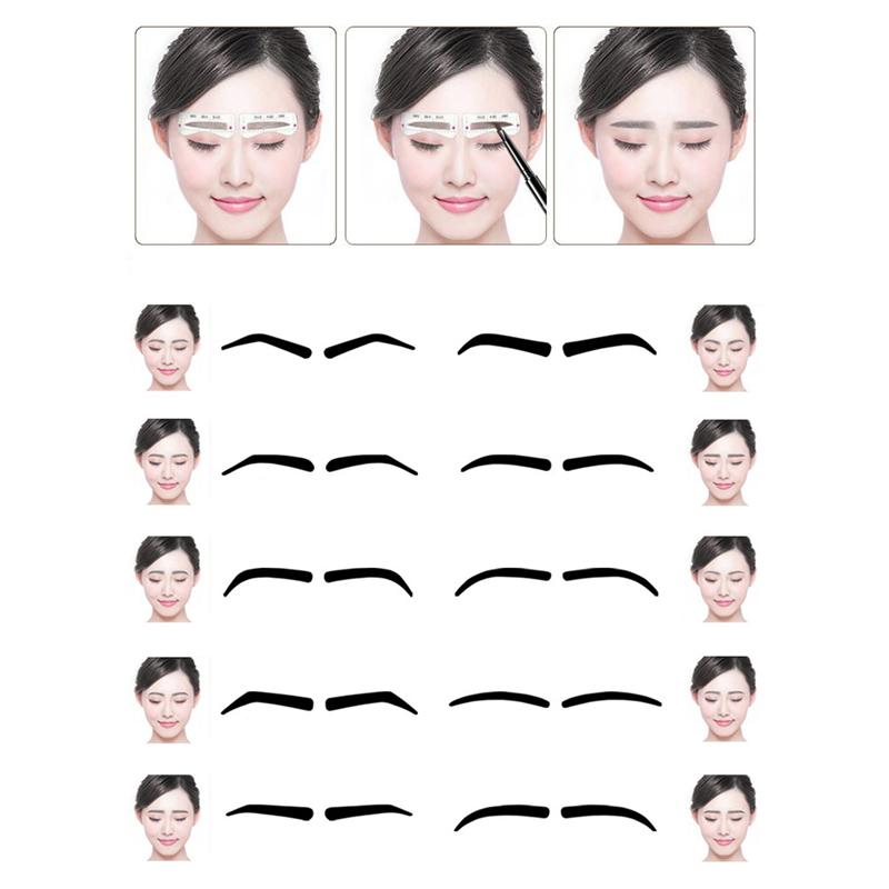 10Pcs Eyebrow Stencils Adhesive Eye Brow Grooming Shaping Templates DIY Makeup Beauty Tools