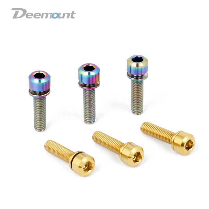 Deemount 6 pz/lotto di Titanio TC4 Bulloni M5x18 Esagonale Testa W/Rondella per Stelo cambio Morsetto del Reggisella Ti Vite Bicicletta parti di fissaggio