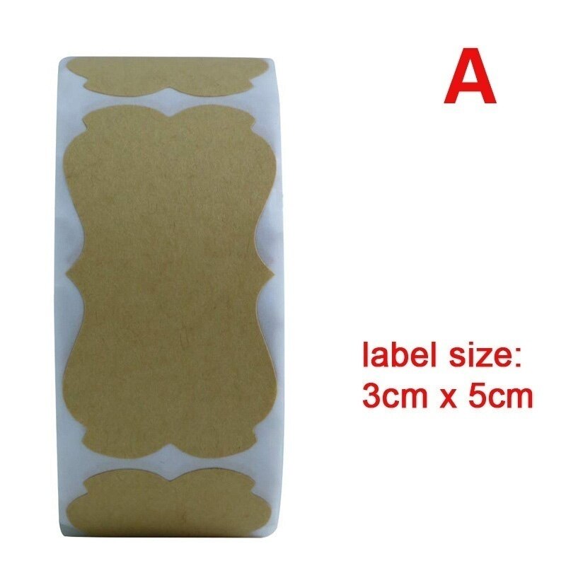 Adhesivo de Papel Kraft para escribir a mano pegatinas de conveniencia, sellado de etiqueta adhesiva de piel de vaca para clasificación de cocina, etiquetas de DIY, 300 Uds. Por rollo: label A