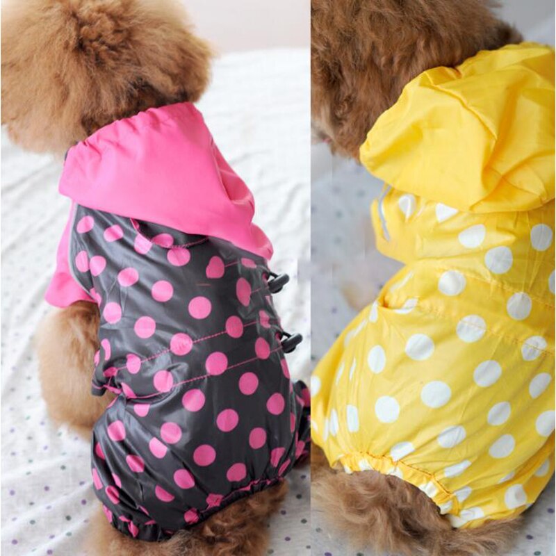 Sällskapshund regnjacka för små hundar vattentät jumpsuit sällskapsdjur kläder prickiga regnjacka kläder hund katt regnjacka chihuahua teddy