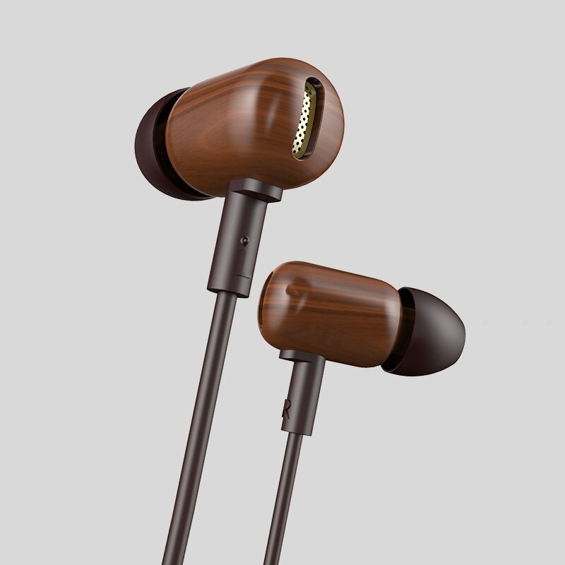 DZAT DF-10 3.5mm In Ear Oortelefoon DIY Houten DJ Koptelefoon Pure Hout Zware Bass Muziek HIFI Oordopjes Met Microfoon Voor Smartphones: Red ebony in box