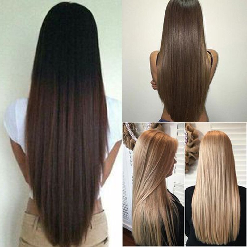 Xuanguang 6 stk/sæt 16 clips 22 tommer fuld hoved clip in hair extension langt glat hår syntetisk hårstykke til kvinder