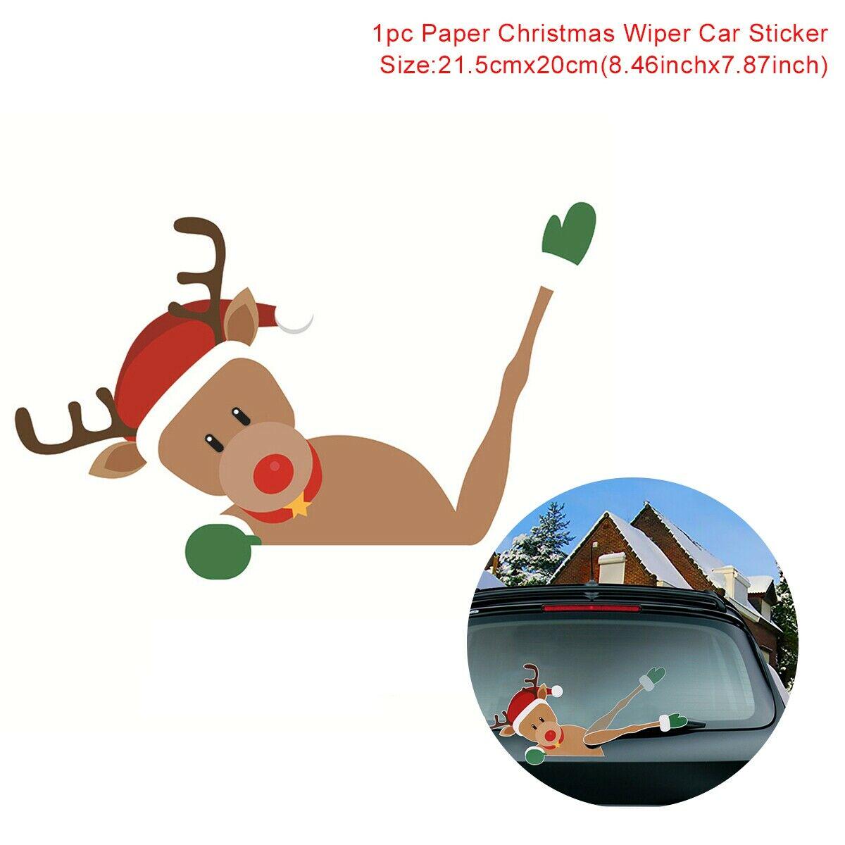 Juledekoration julemanden 3d pvc viftende bil klistermærker styling vinduesvisker mærkater bagrude dekoration: 03