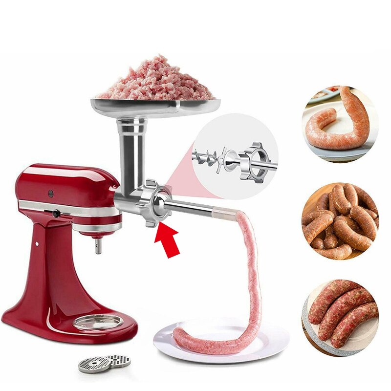 Per KitchenAid Accessori di Verdure Cibo Affettatrice di Fissaggio e Per Aiuto in Cucina Del Basamento Tritacarne Allegato Salsiccia Stuffer
