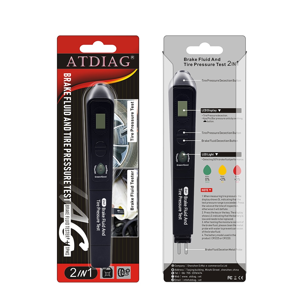 Original Brake Fluid &amp; Tire pressure 2in1 Fluid Tester Car Diagnostic Tools Digital 5 Leds Brake Fluid Tester