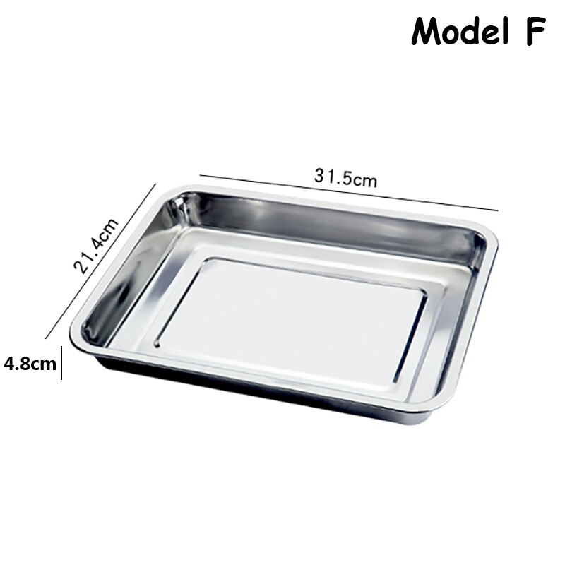 Restaurant Food Tray Stainless Steel BBQ Roast Fish Dishes Chinese Kitchen Steamed Food Plate Baking Bread Snack Food Container: Model F