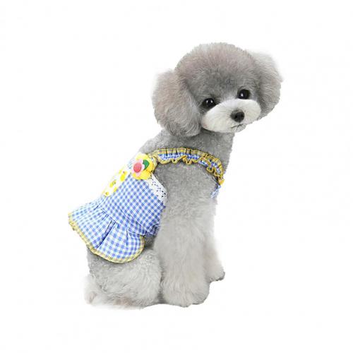 Stijl Leuke Cool Pet Rok Mooie Plaid Polyester Puppy Jarretel Rok Voor Zomer Honden Kleding Levert Producten: Blauw / Xl