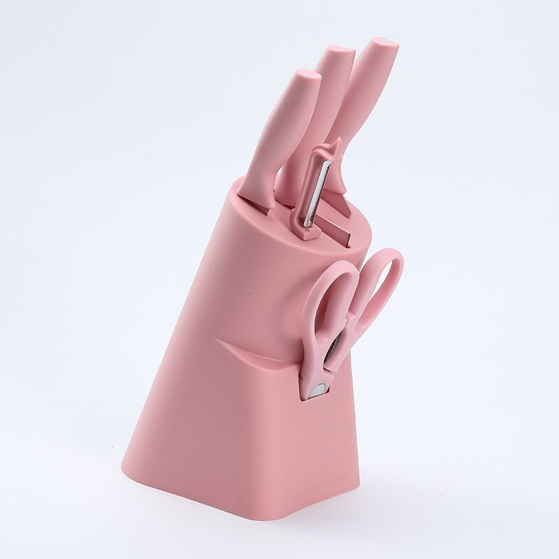 Kitchen Stainless Steel Kitchen Knife Six-piece Set Household Kitchen Knife Set Knife Combination Full Set of Kitchen Knive: Pink