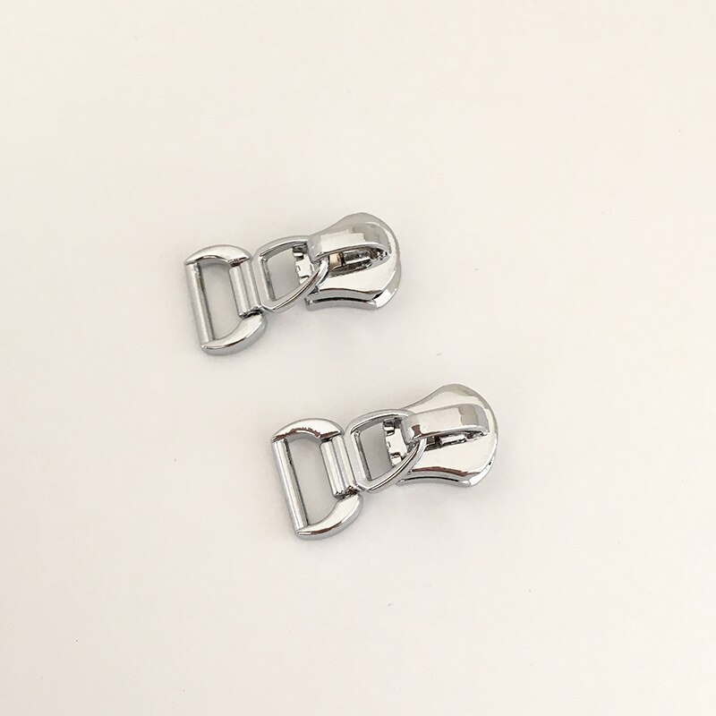 Kit de réparation de fermeture éclair en métal, anneau D, 10 pièces, tirettes pour sac de poche, bricolage, accessoires de couture, 5 #, ZT189: ZT141-Chrome