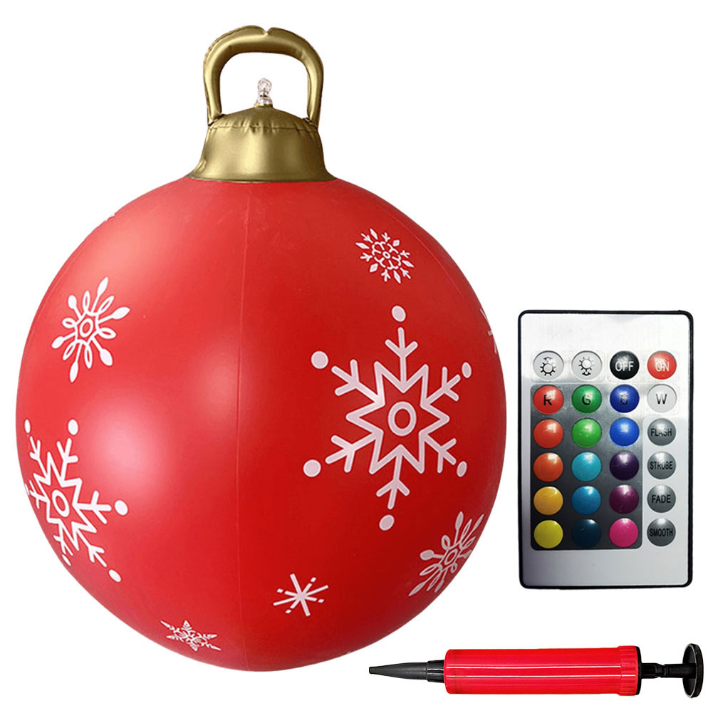 24 Inch Opblaasbare Kerstballen Met Verlichting Buiten Kerstversiering Pvc 60Cm Gigantische Kerstballen Vakantiedecor