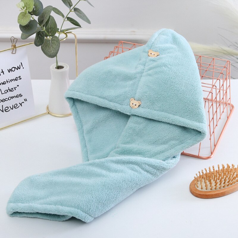 Microfiber Stof Badhanddoeken Wrap Droog Geperst Haar Sauna Handdoek Textiel Badjas Vrouwen Cap Spa Producten Voor Badkamer Thuis: green