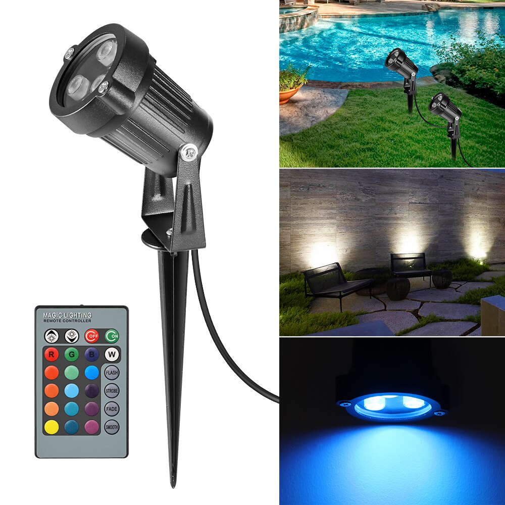 Waterproof Garden Lawn Lamps Remote Controller 6/8/12W Outdoor LED Landscape Light Spike Bulb Outdoor Spot Lighting For Garden