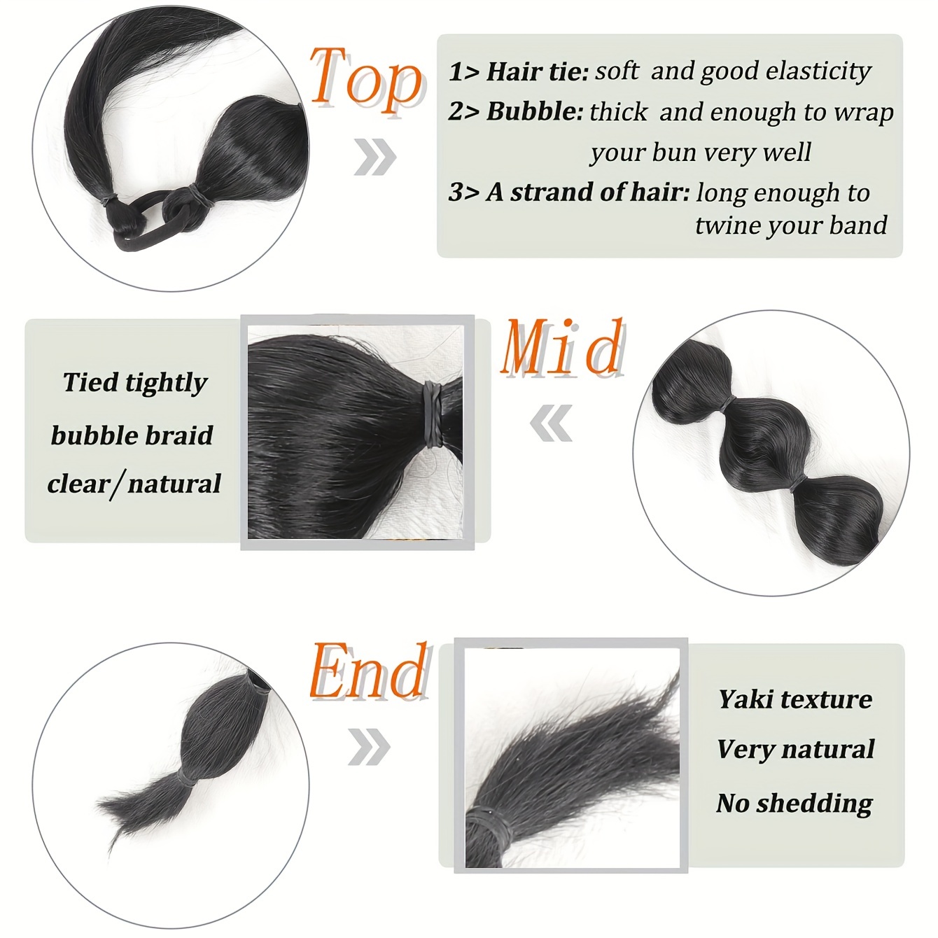 Extensões de cabelo sintético africano fofo rabo de cavalo-trança longa estendida com rabo de cavalo bolha para aparência volumosa acessórios de cabelo