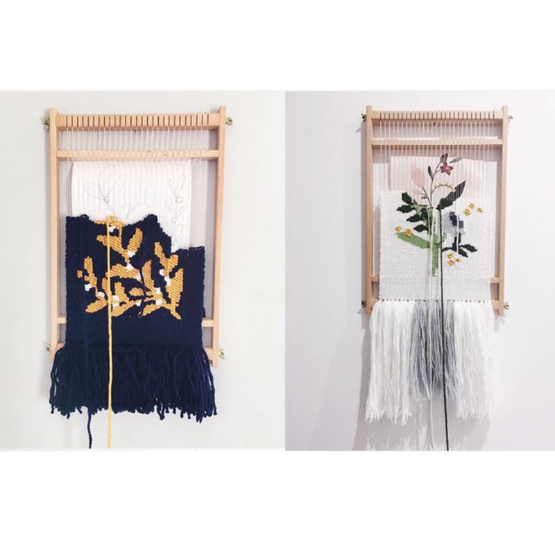 Houten weefgetouw kit diy wol spinmachine voor handgemaakte wandtapijten en weven schilderijen speelgoed en voor kinderen meisjes