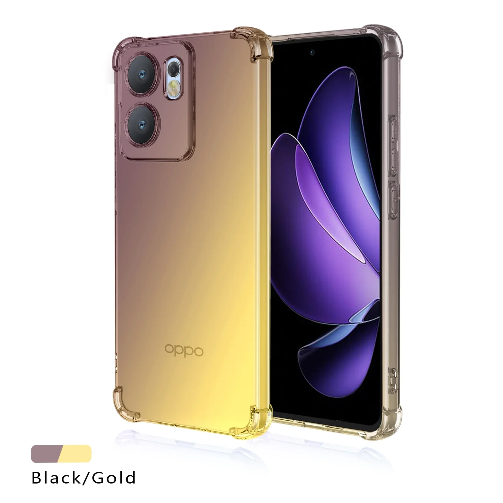 Nueva funda de TPU con Airbag degradado para OPPO Reno 14 13 Pro 14F 13F 13FS 5G, funda protectora a prueba de golpes, Fundas Coque Capa: Mezclilla / Negro