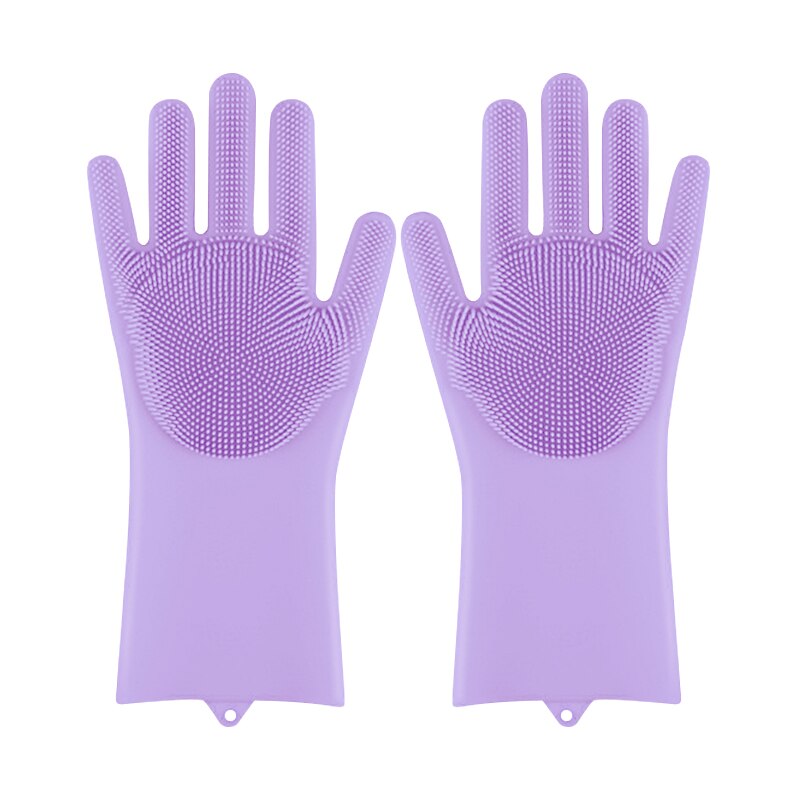 Guanti per la pulizia della toelettatura degli animali domestici cane gatto bagno Shampoo guanto Scrubber magia lavapiatti spugna guanto per depilazione in silicone: Light purple