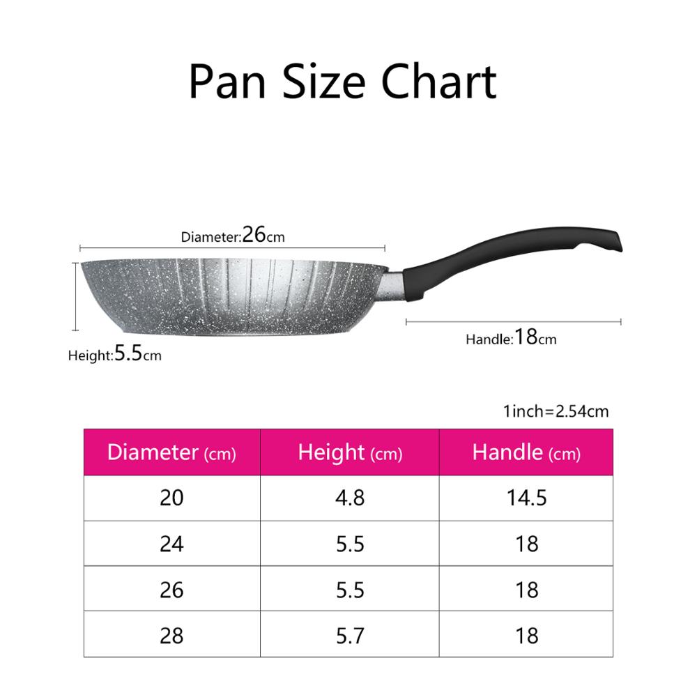 Forged pan 20-28CM non-stick coating gray aluminum marble oil-free smoke-use-for Gas Induction Cooker