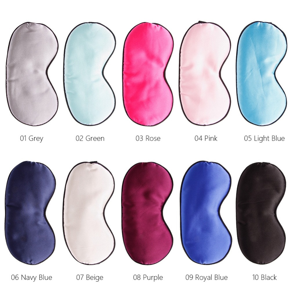 1Pcs Pure Zijde Sleep Rest Eye Mask Gewatteerde Shade Cover Travel Relax Aid Blinddoeken 10 Kleuren Normaal Eyeshade #245327