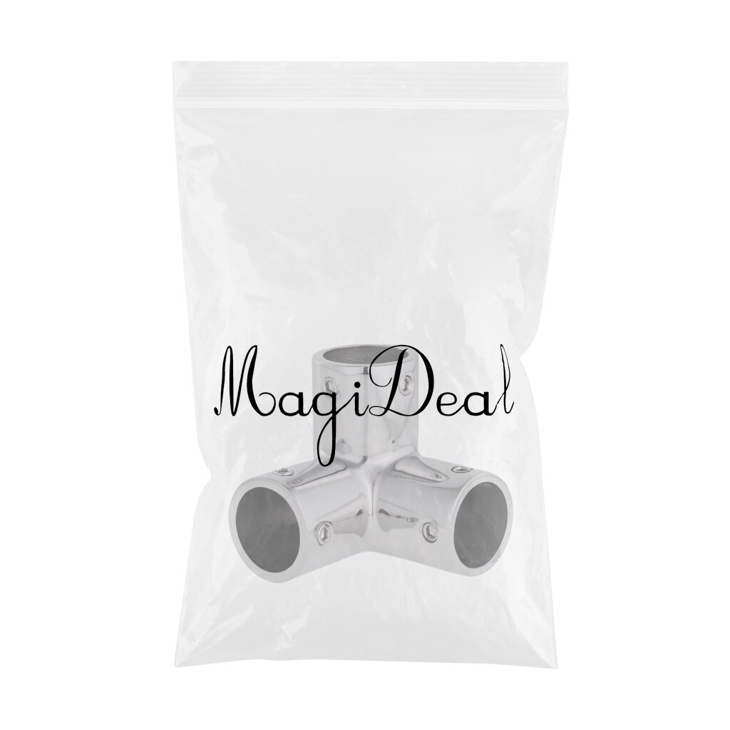 Boat Deck Hand Rail Fitting 7/8 inch Stainless - Pipe 3 Way Elbow Connector 90 Degree