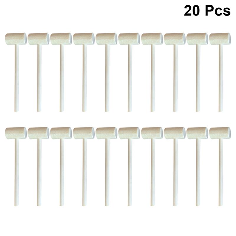 20pcs Solid Wood Mini Hammers Hitting Hammer Toys Educational Toy Balls Toy Pounder Wood Mallets for Baby(Round/Oval)