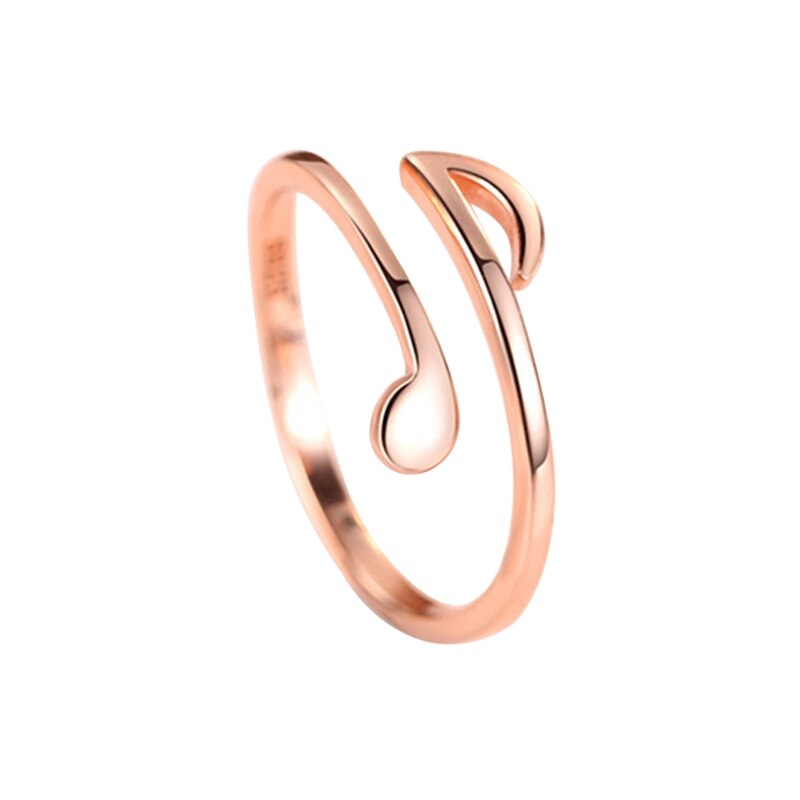 Anillo de notas musicales estilo sencillo para mujer, joyas de Color plateado, joyería de , anillo de apertura ajustable, anillos de para mujer