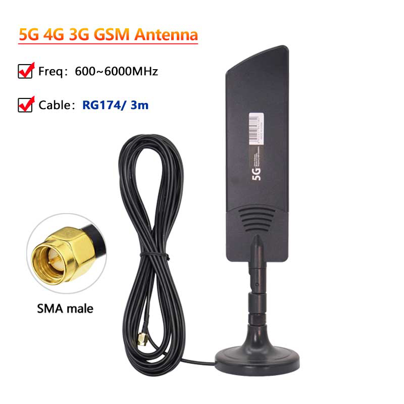 Fuldbånds 5g wifi-routerantenne 18 dbi booster indendørs 4g 3g 2g gsm mobilnetværkssignalforstærker omni-antenne  ts9 sma rpsma: Hvid