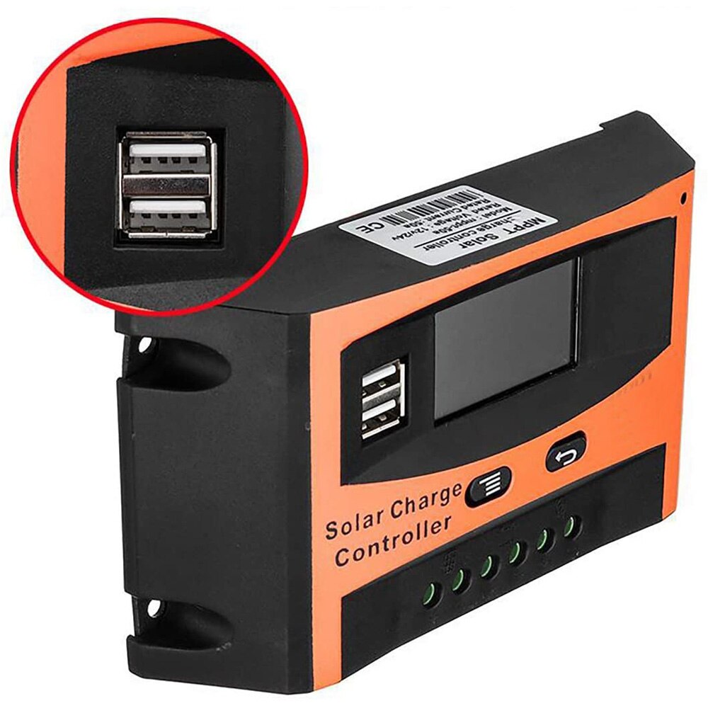 Solar Charge Controller 12V 24V 20A 30A Solar Panel Regulator Inverter LCD Display for Gel Sealed Flooded and Lithium Battery.