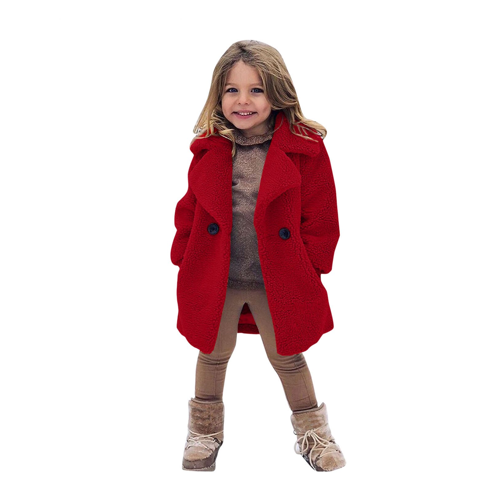 Toddler Baby Kids Girls Windproof Winter Solid Coat Thicken Warm Outwear Clothing Clothes Among Kids Girsl Boys Birthday Party: Red / 3T