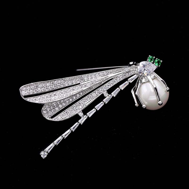 Red Trees Brand Jewelry AAA Cubic Zirconia Dragonfly Brooches For Women Christmas Box Package