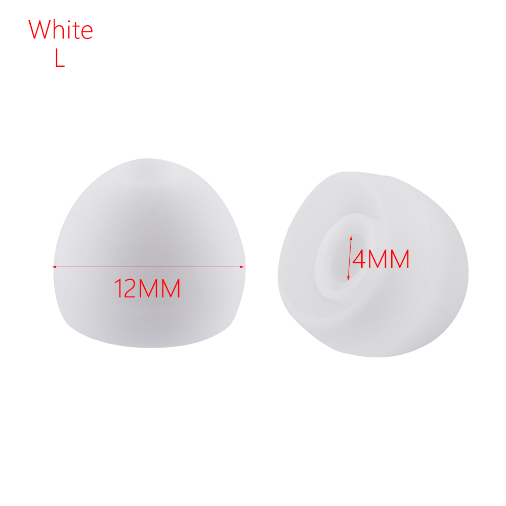 1 Pair Silicone 4MM Replacement In-Ear Earphone Earbuds Ear Tips Cover Cap soft Rubber Universal Replacement Ear Tips: white L