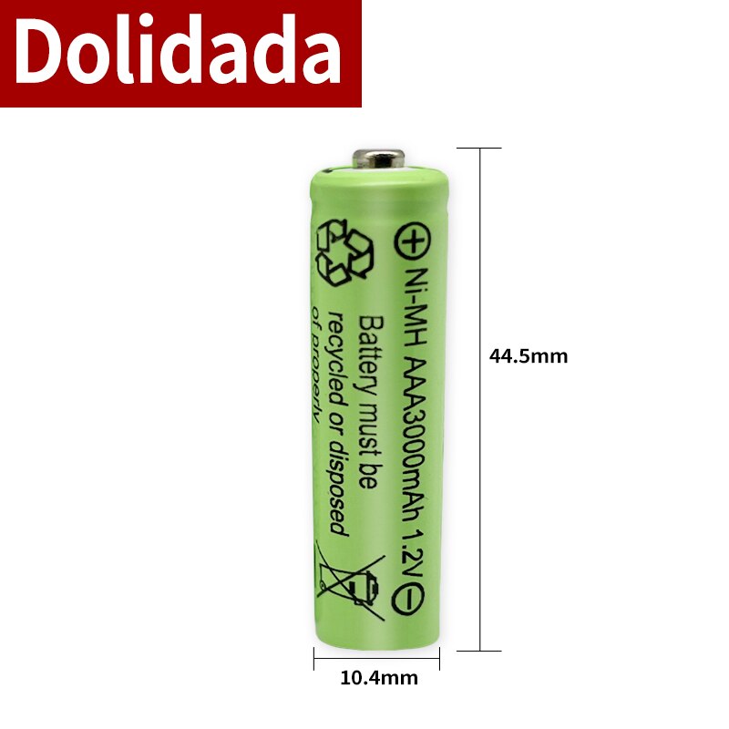 Pilas recargables amarillas AAA de 3000mAh, 3A, 1,2 V Ni-MH, para juguetes MP3 RC, linterna led