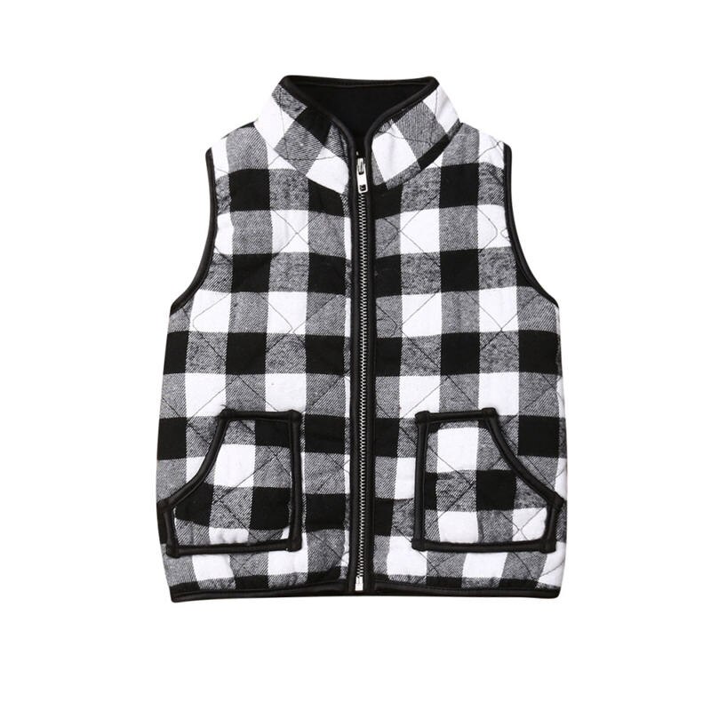 Bambino del bambino Delle Ragazze Dei Ragazzi Gilet Bambini di Inverno Del Bambino Vestiti A Quadri Senza Maniche Della Maglia Della Chiusura Lampo Dei Bambini A Vita Cappotto di Autunno Outwear 1-6T: WHITE / 12m